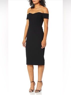 Dress the Population Black Off-Shoulder Midi Dress